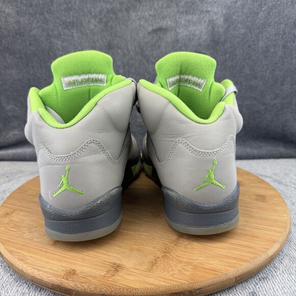 Nike Air Jordan 5 Retro Shoes Boys Size 6.5Y Silver Green Basketball Sneakers - Picture 4 of 9